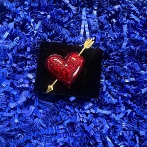 Avon Red Heart Brooch with Gold Arrow Accent